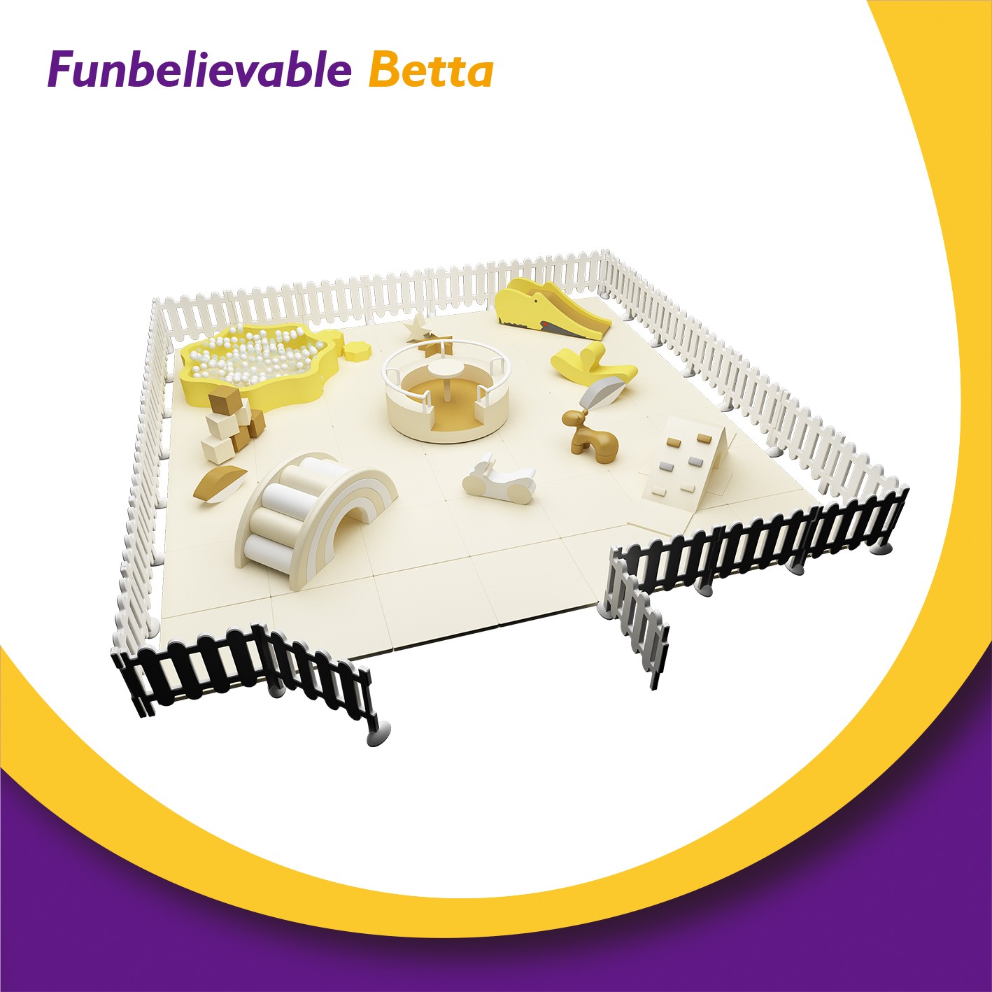 Bettaplay Kids Warm Yellow Style Soft Play With Small Slide